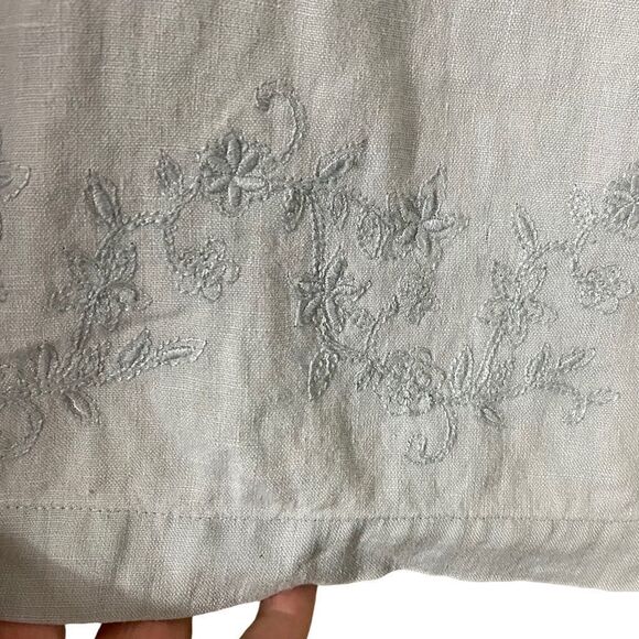 J.Jill Blue Linen Floral Embroidered Blouse Size Small - Picture 3 of 7